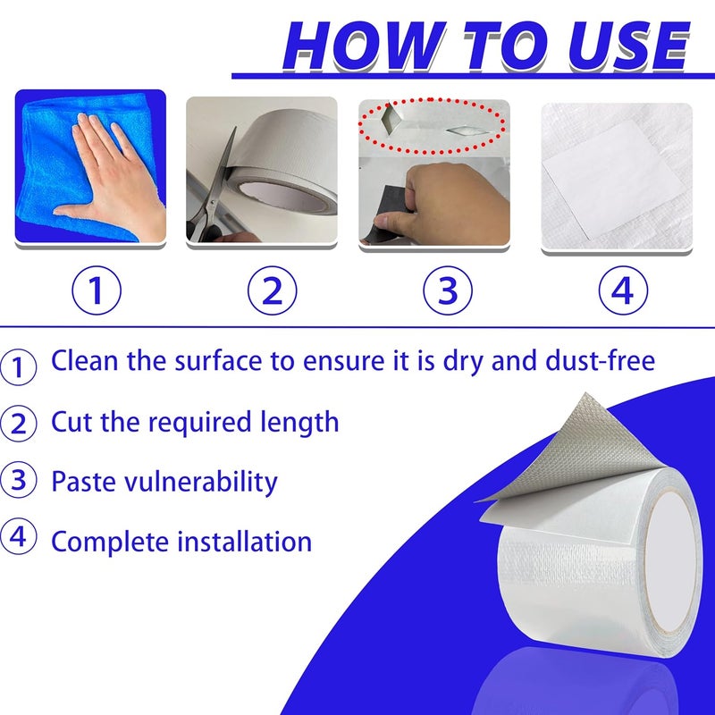 MCOTOP WaterproofRepair Tape for Fabric, 3.1IN x24.6FT, Heavy Duty Outdoor Repair Tape, for RV Roof, Tarp, Tent, Sail and Boat Cover Outdoor Repair Patch, Multipurpose Awning Repair Tape (White) - Image 3
